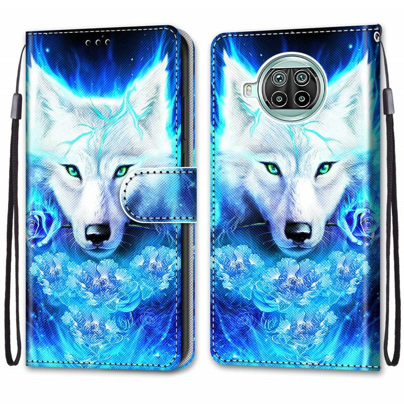 Leren Hoesje voor Xiaomi Redmi Note 9 Pro 5G Hond Wolf