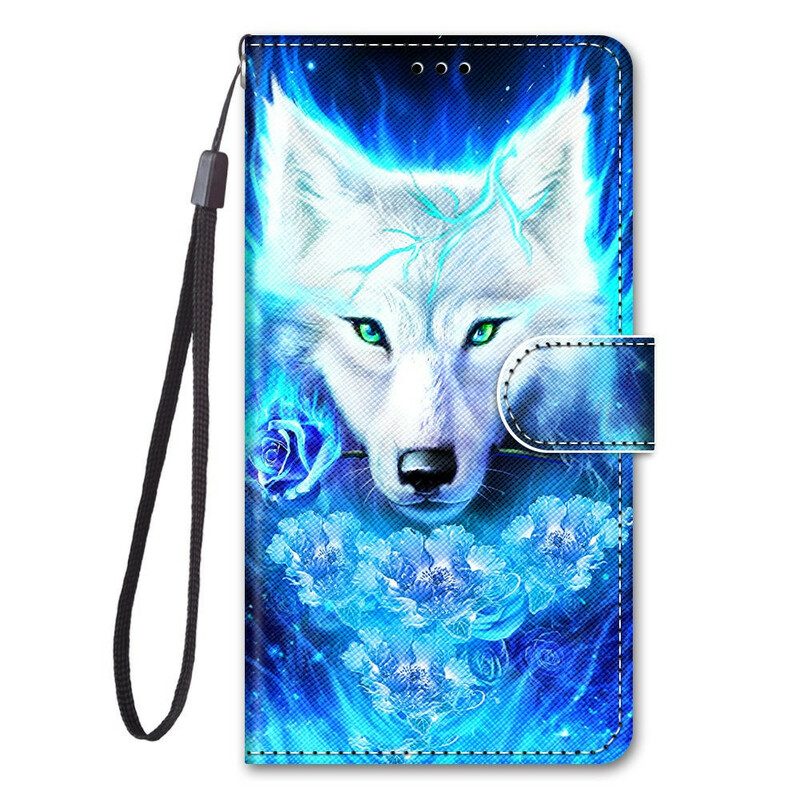 Leren Hoesje voor Xiaomi Redmi Note 9 Pro 5G Hond Wolf