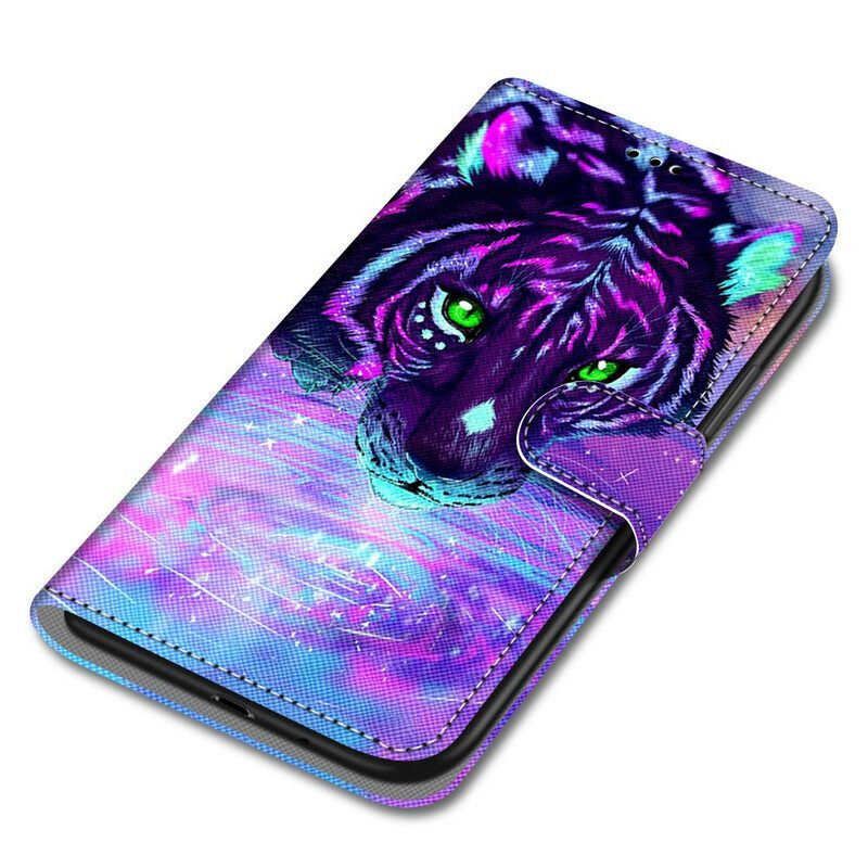 Leren Hoesje voor Xiaomi Redmi Note 9 Pro 5G Katachtig Met Lanyard