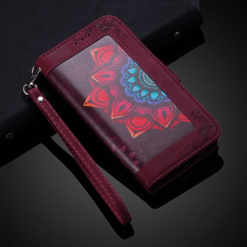 Leren Hoesje voor Xiaomi Redmi Note 9 Pro 5G Met Ketting Strakke Mandala