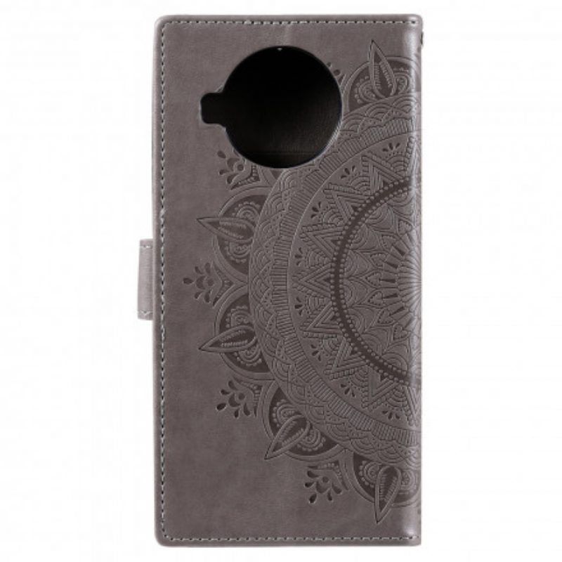 Leren Hoesje voor Xiaomi Redmi Note 9 Pro 5G Zon Mandala