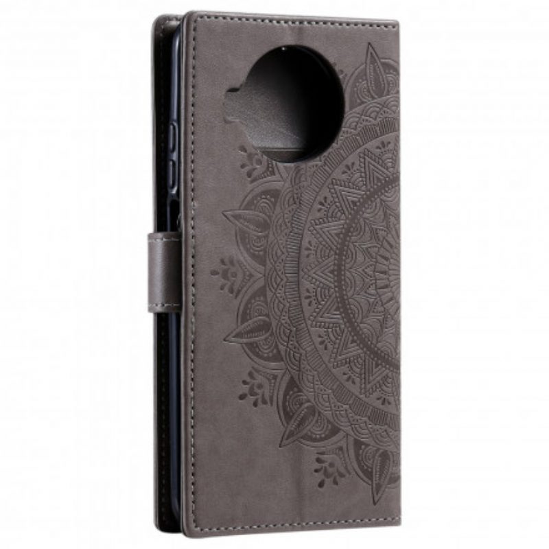 Leren Hoesje voor Xiaomi Redmi Note 9 Pro 5G Zon Mandala