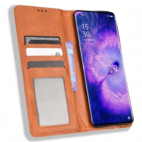 Bescherming Hoesje voor Oppo Find X5 Folio-hoesje Gestileerd Vintage Leereffect