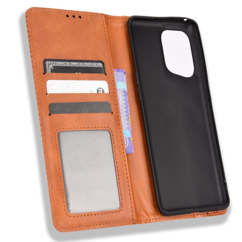 Bescherming Hoesje voor Oppo Find X5 Folio-hoesje Gestileerd Vintage Leereffect