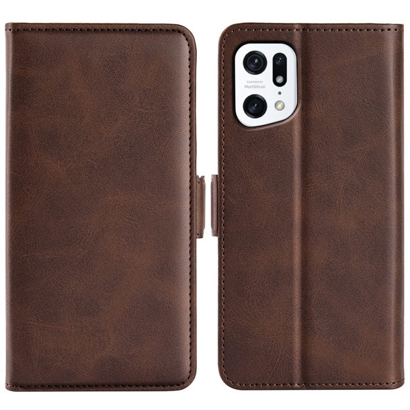 Flip Case voor Oppo Find X5 Folio-hoesje Dubbele Klep