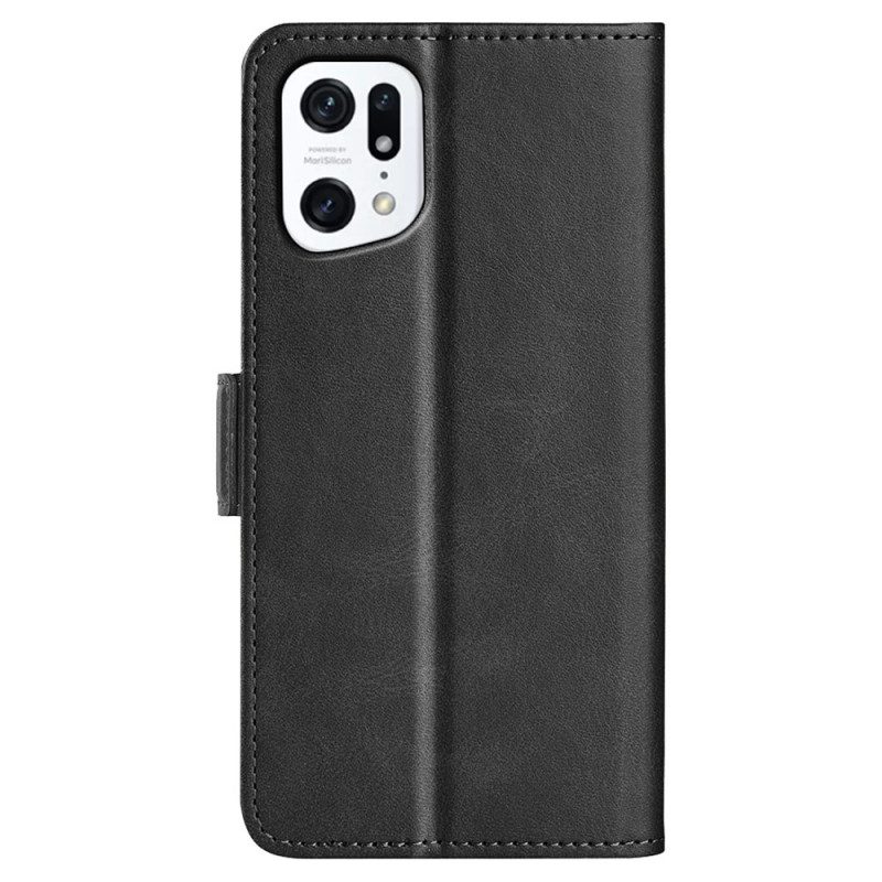 Flip Case voor Oppo Find X5 Folio-hoesje Dubbele Klep