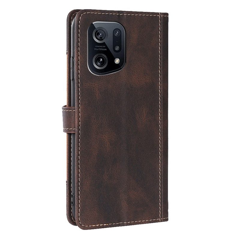 Folio-hoesje voor Oppo Find X5 Imitatieleer Bicolor Stijlvol