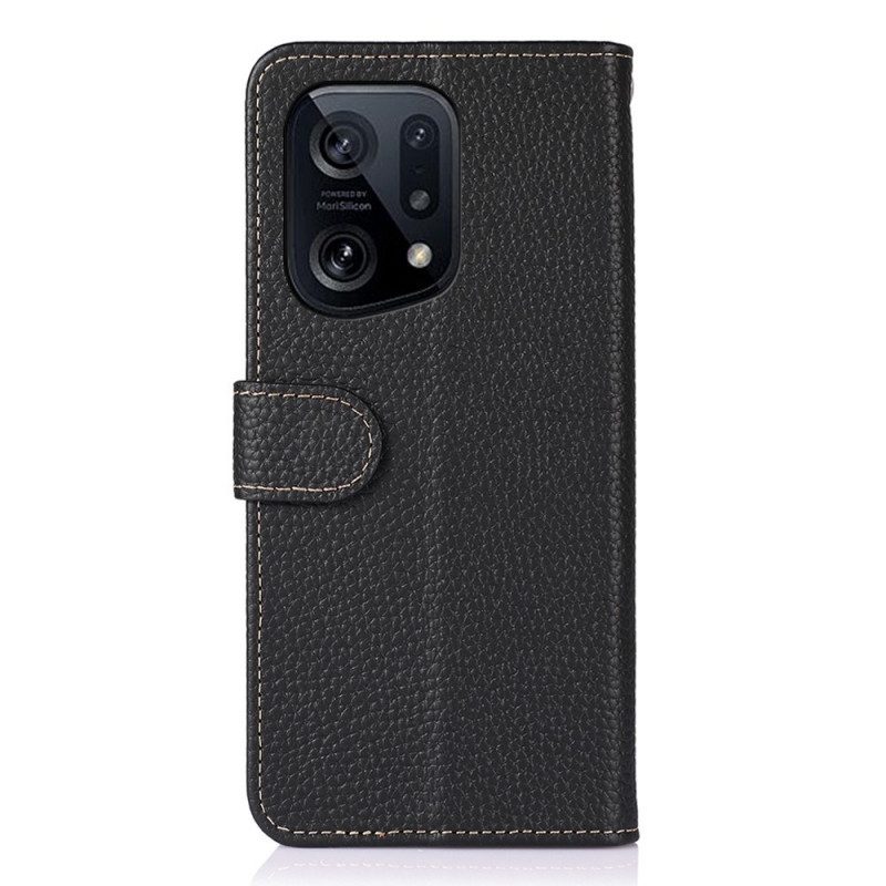 Folio-hoesje voor Oppo Find X5 Khazneh Lychee Leer