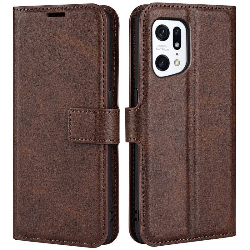 Folio-hoesje voor Oppo Find X5 Slank Extreem Leereffect