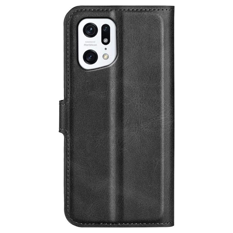 Folio-hoesje voor Oppo Find X5 Slank Extreem Leereffect