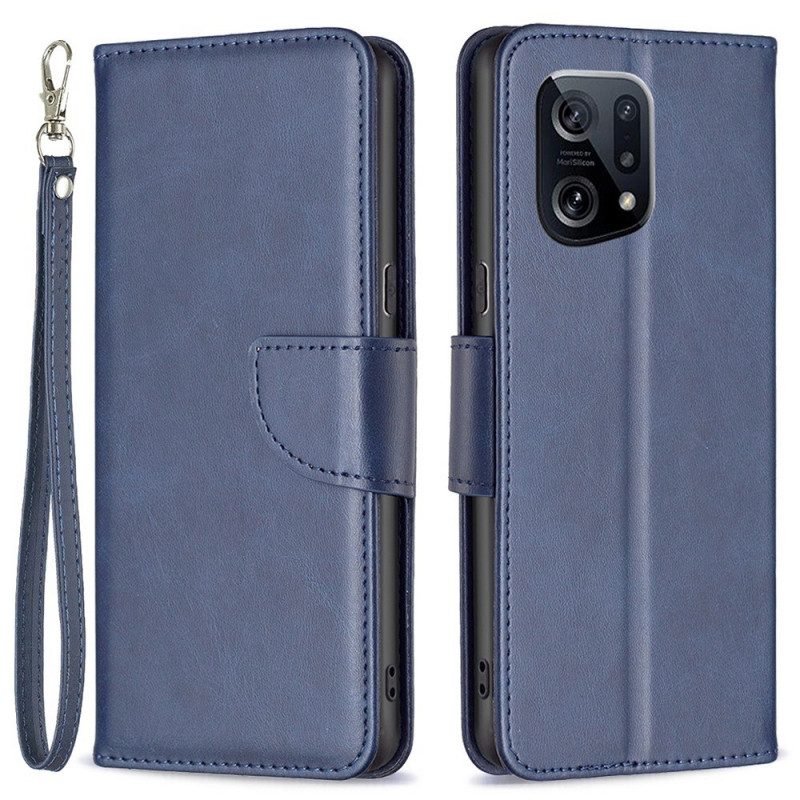 Leren Hoesje voor Oppo Find X5 Schuine Sluiting