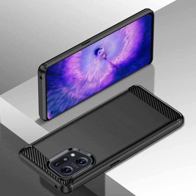 Telefoonhoesje voor Oppo Find X5 Geborstelde Koolstofvezel