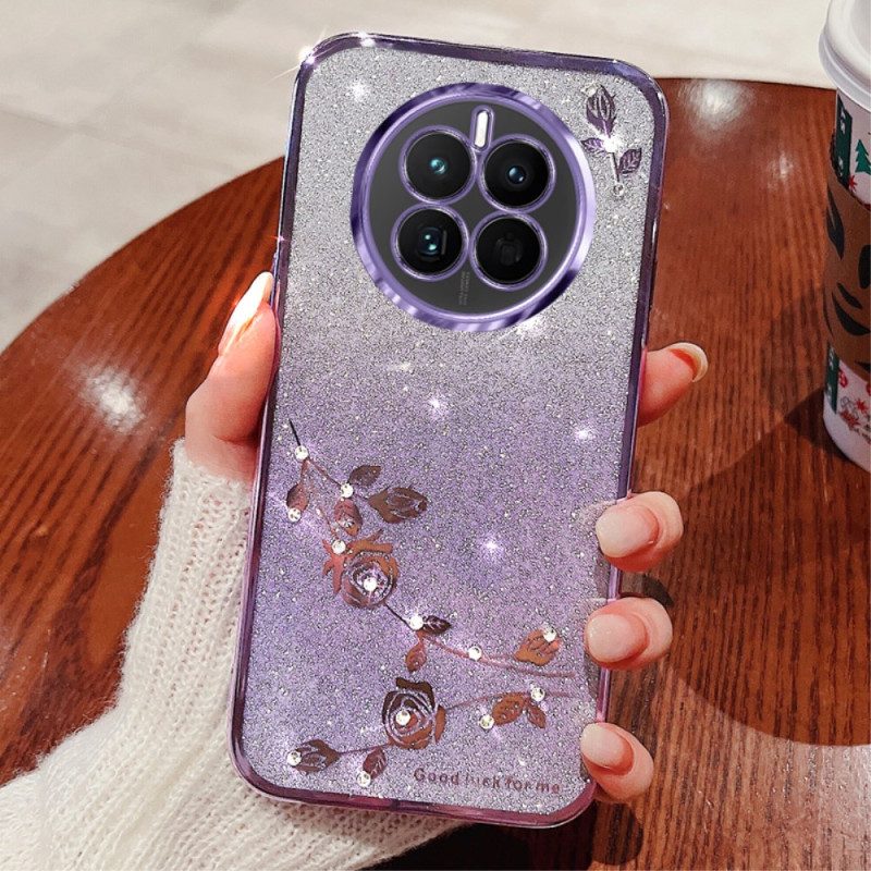 Case Hoesje Realme 12 Plus 5g Telefoonhoesje Bloemen En Strasssteentjes Met Kadem Bandje