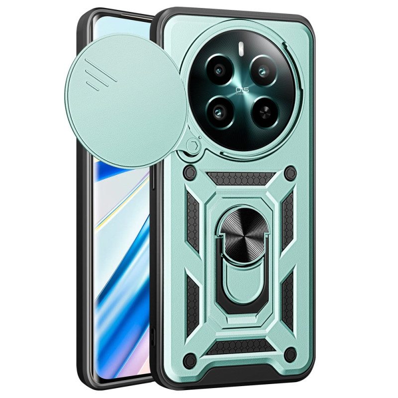 Cover Hoesje Realme 12 Plus 5g Telefoonhoesje Met Houder En Verschuifbare Lensbeschermer