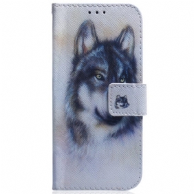 Leren Hoesje Voor Realme 12 Plus 5g Wolvenaquarel