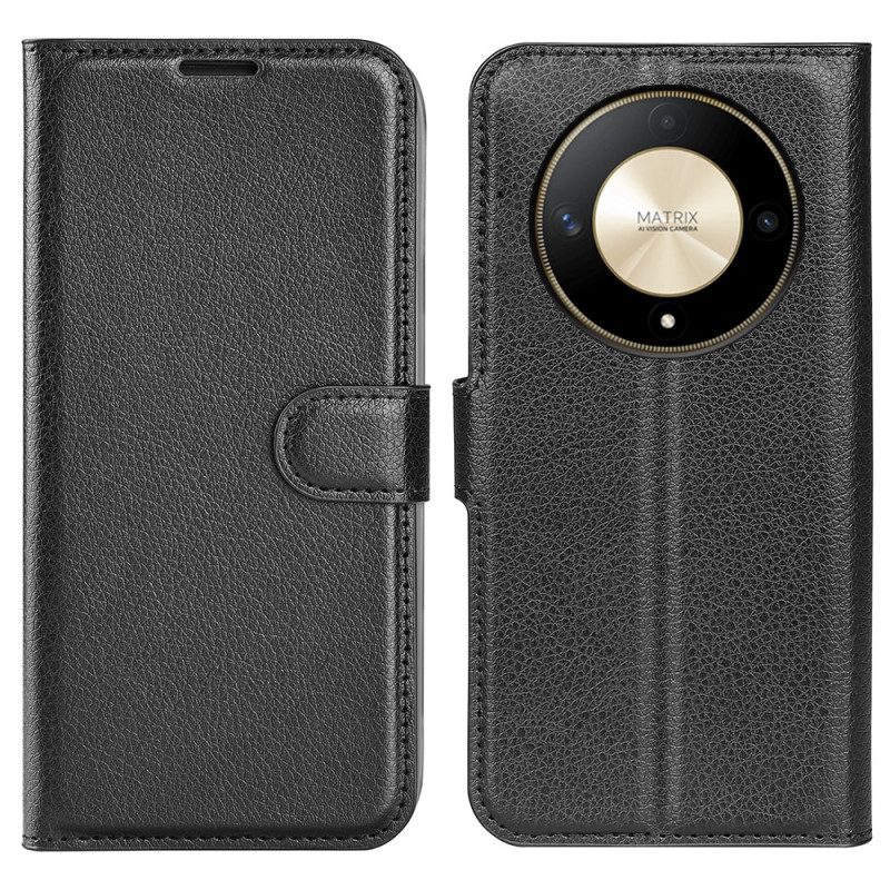 Bescherming Hoesje Honor X9b / Magic 6 Lite Klassiek Litchi-imitatieleer