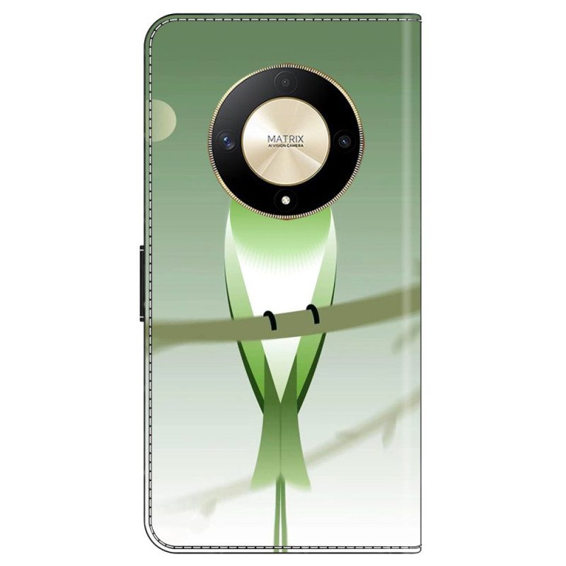 Flip Case Leren Honor X9b / Magic 6 Lite Groene Vogel