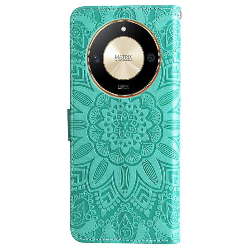 Folio-hoesje Honor X9b / Magic 6 Lite Telefoonhoesje Bloemenmandala Met Riem