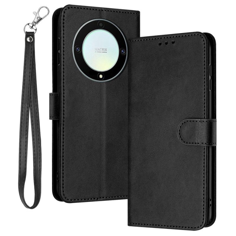 Folio-hoesje Honor X9b / Magic 6 Lite Telefoonhoesje Ledereffect Met Riem