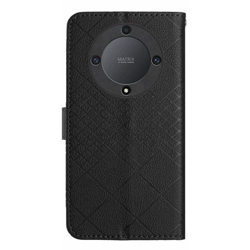 Folio-hoesje Honor X9b / Magic 6 Lite Telefoonhoesje Litchi-textuurruitpatroon