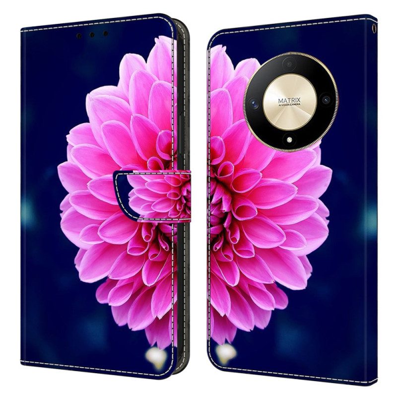 Folio-hoesje Honor X9b / Magic 6 Lite Telefoonhoesje Roze Bloem