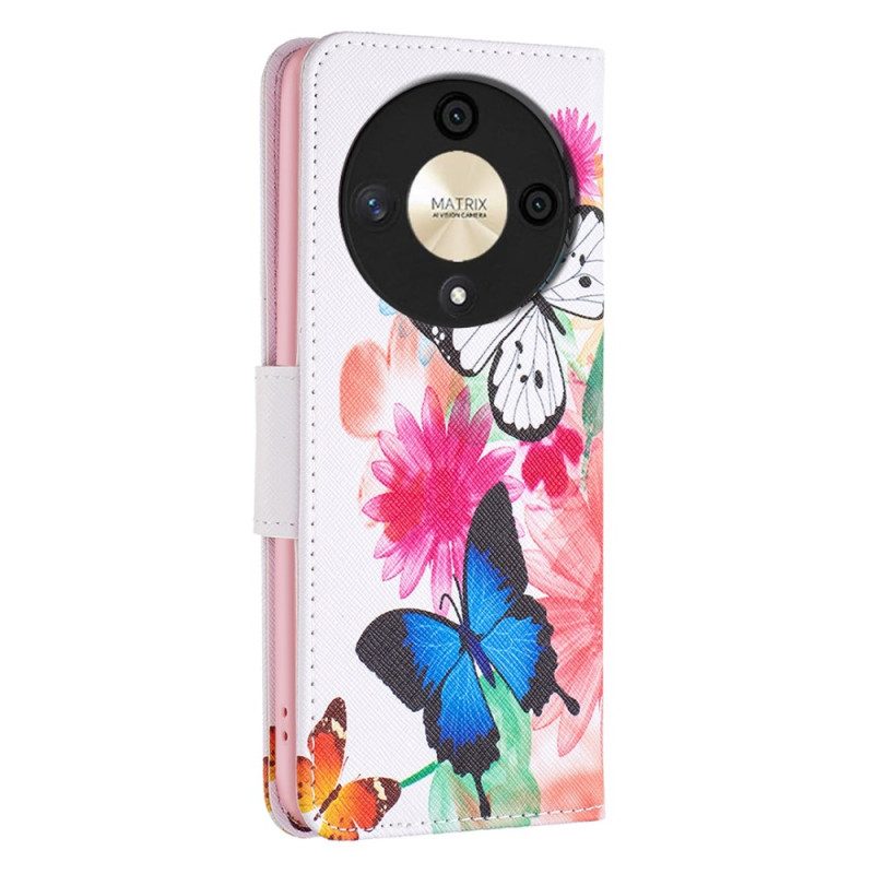 Folio-hoesje Honor X9b / Magic 6 Lite Telefoonhoesje Twee Vlinders