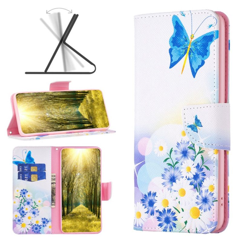 Folio-hoesje Honor X9b / Magic 6 Lite Vlinder En Bloemen Aquarel