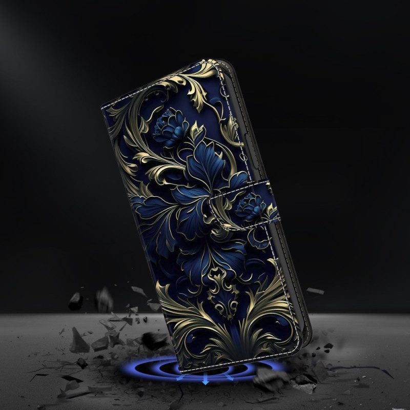 Leren Hoesje Honor X9b / Magic 6 Lite Blauwe Bloemen