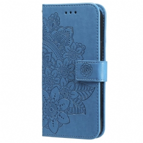 Leren Hoesje Honor X9b / Magic 6 Lite Bloemmotief Met Riempje