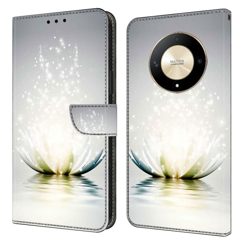 Leren Hoesje Honor X9b / Magic 6 Lite Lotus Bescherming Hoesje