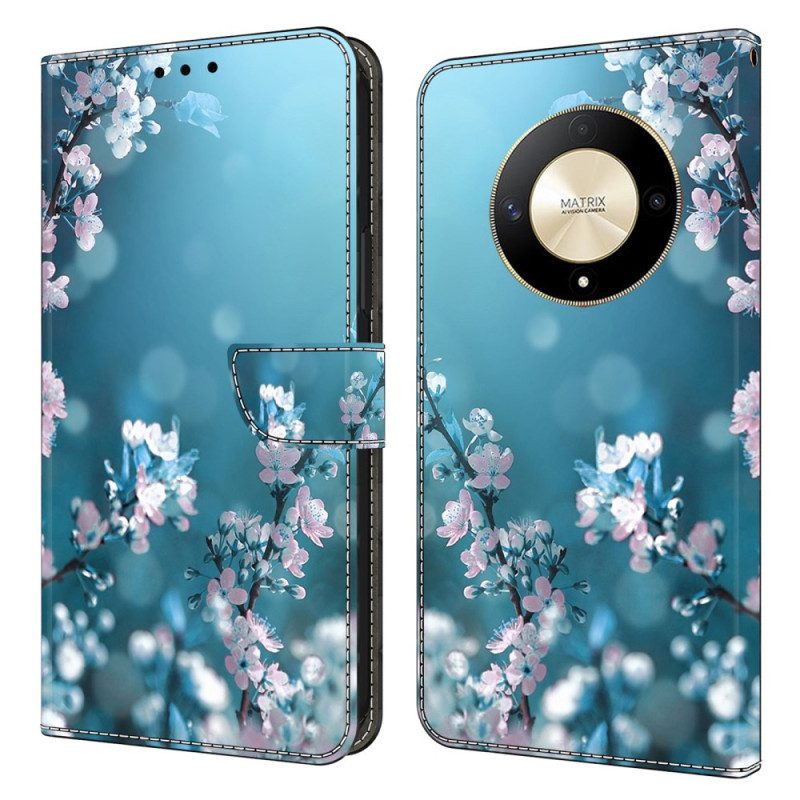 Leren Hoesje Honor X9b / Magic 6 Lite Pruimenbloesems