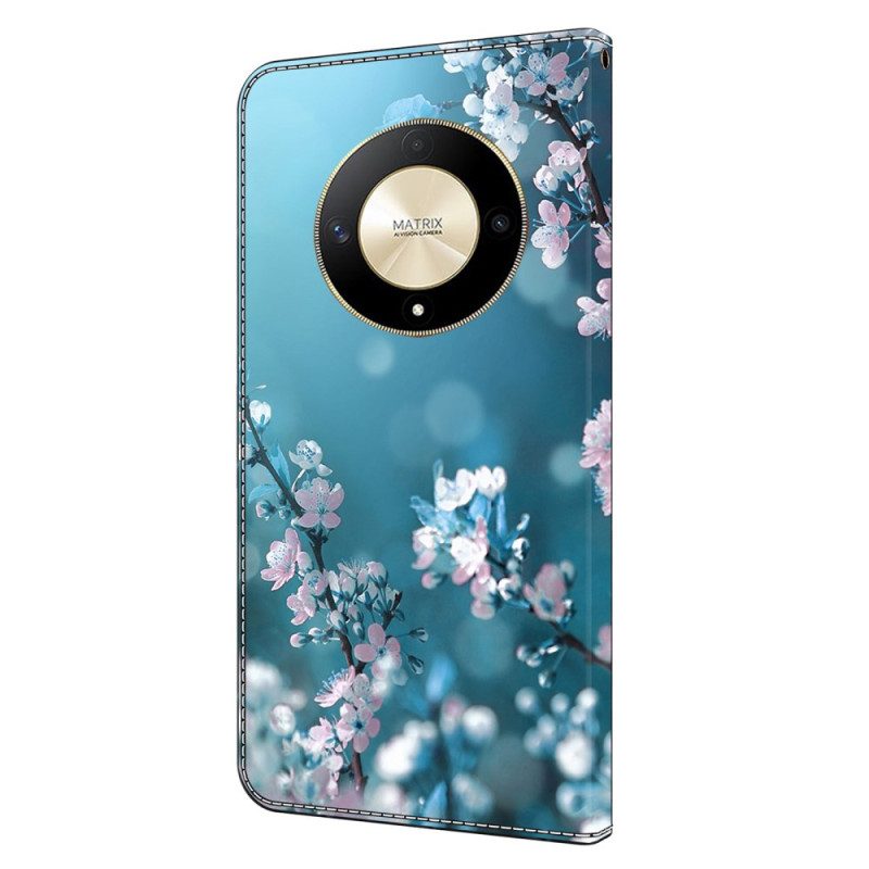 Leren Hoesje Honor X9b / Magic 6 Lite Pruimenbloesems