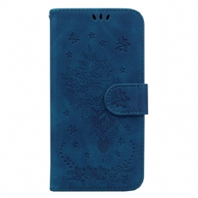 Leren Hoesje Honor X9b / Magic 6 Lite Roos En Vlinders Met Riem Bescherming Hoesje