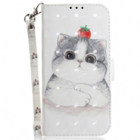 Leren Hoesje Honor X9b / Magic 6 Lite Schattige Kat Met Riem Bescherming Hoesje