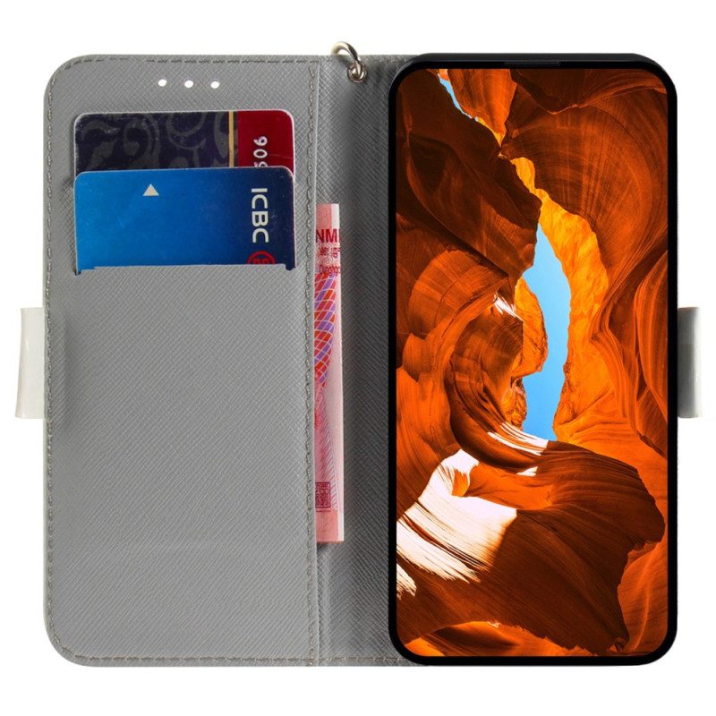 Leren Hoesje Honor X9b / Magic 6 Lite Schattige Kat Met Riem Bescherming Hoesje