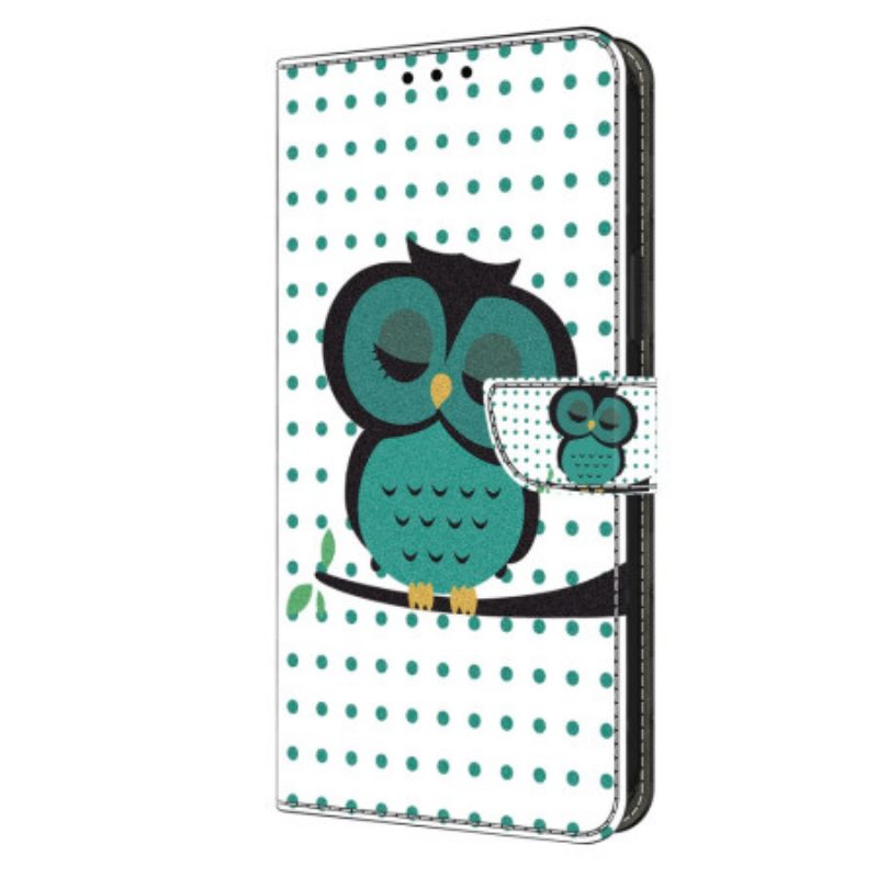 Leren Hoesje Honor X9b / Magic 6 Lite Slapende Uil Bescherming Hoesje