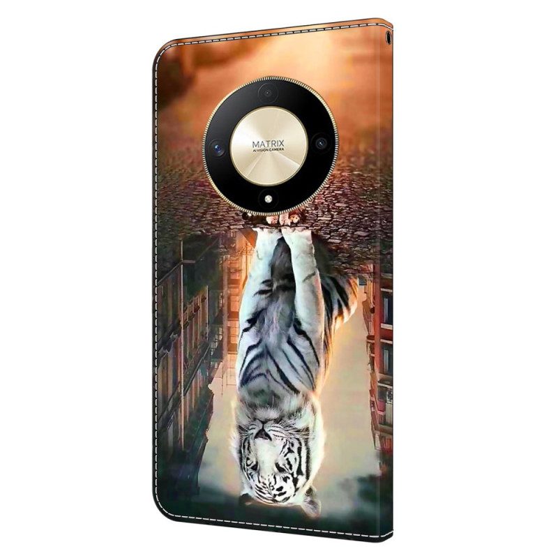 Leren Hoesje Honor X9b / Magic 6 Lite Tijgerdroom Bescherming Hoesje