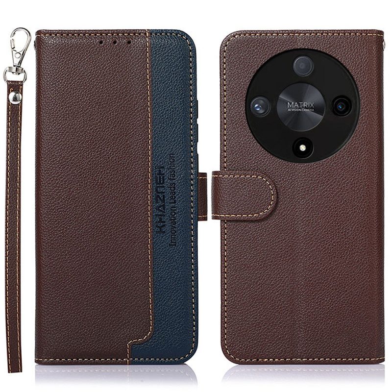 Leren Hoesje Honor X9b / Magic 6 Lite Tweekleurige Khazneh Bescherming Hoesje