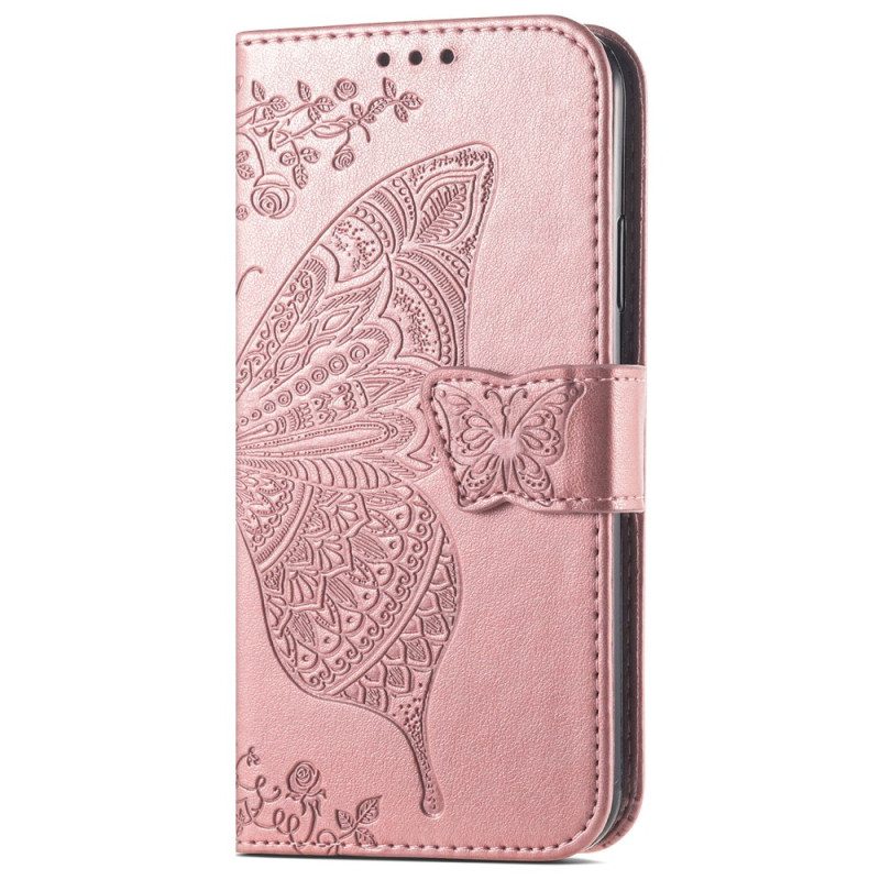 Leren Hoesje Voor Honor X9b / Magic 6 Lite Barokvlinders Met Riem