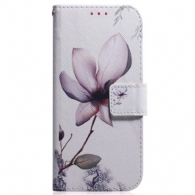 Leren Hoesje Voor Honor X9b / Magic 6 Lite Roze Bloem