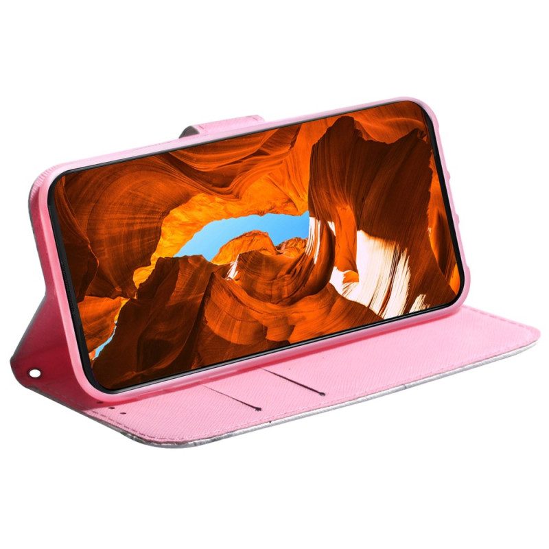 Leren Hoesje Voor Honor X9b / Magic 6 Lite Roze Bloem