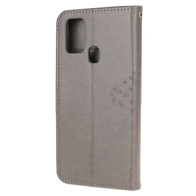 Flip Case voor Huawei P Smart 2020 Met Ketting String Boom En Uilen