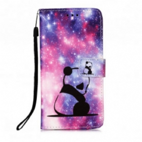 Folio-hoesje voor Huawei P Smart 2020 Met Ketting Lanyard Panda-overpeinzingen