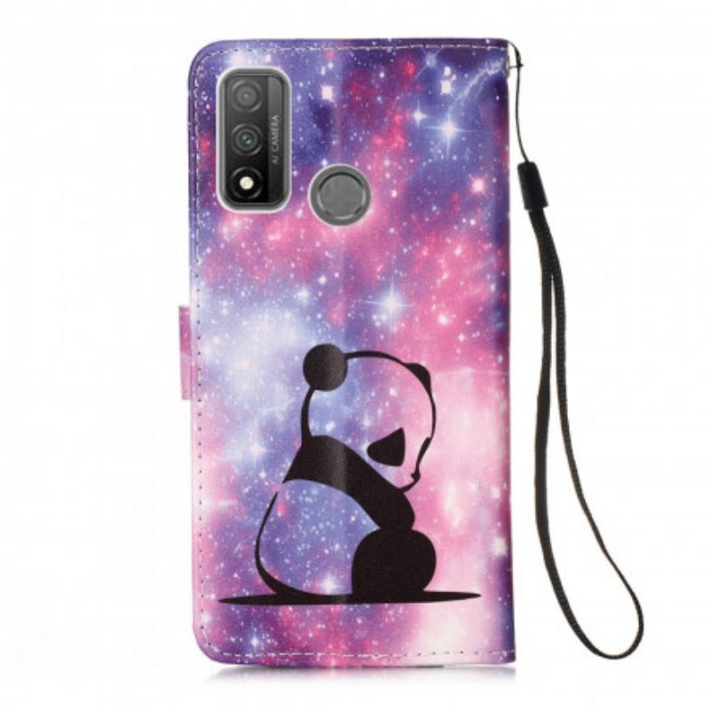 Folio-hoesje voor Huawei P Smart 2020 Met Ketting Lanyard Panda-overpeinzingen