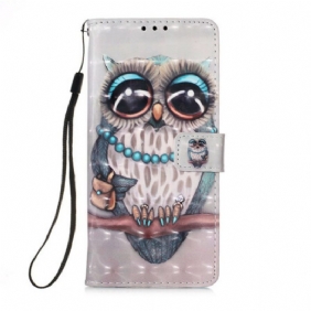 Leren Hoesje voor Huawei P Smart 2020 Met Ketting Miss Uil Met Riem