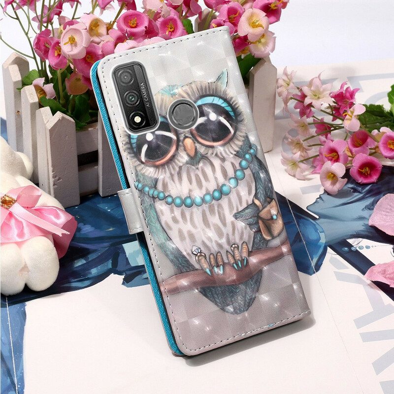 Leren Hoesje voor Huawei P Smart 2020 Met Ketting Miss Uil Met Riem