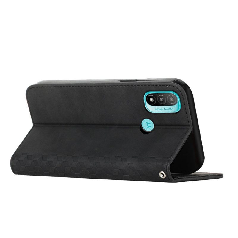 Bescherming Hoesje voor Moto E40 / E30 / E20 Folio-hoesje Geo Leereffect