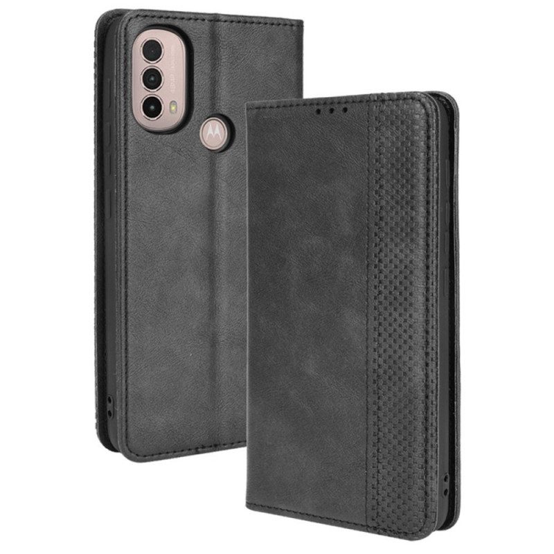 Bescherming Hoesje voor Moto E40 / E30 / E20 Folio-hoesje Gestileerd Vintage Leereffect