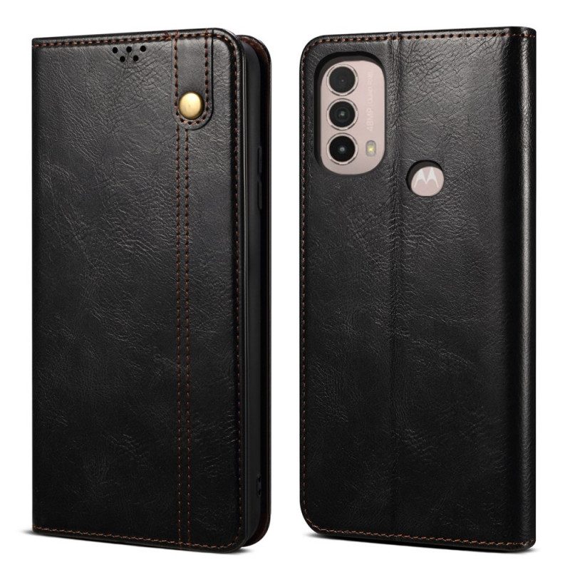 Bescherming Hoesje voor Moto E40 / E30 / E20 Folio-hoesje Gewaxt Kunstleer