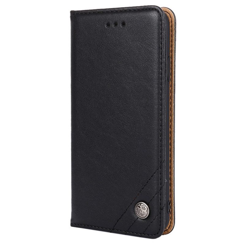 Bescherming Hoesje voor Moto E40 / E30 / E20 Folio-hoesje Stijl Lederen Klinknagel